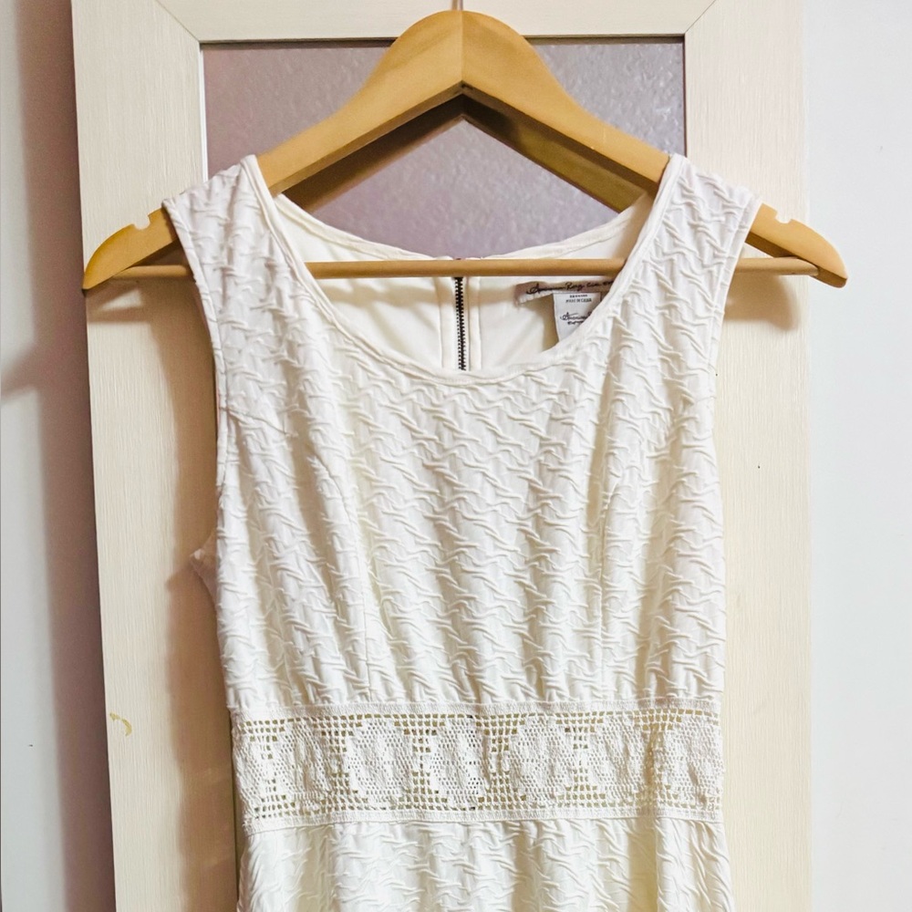 American Rag White Textured Midi Dress